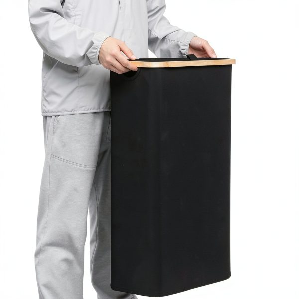 SpaceAid Laundry Hamper Bamboo Waterproof Slim Design-5