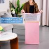 Efluky Laundry Hamper Bamboo Frame Dustproof Pink Modern-6