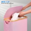 Efluky Laundry Hamper Bamboo Frame Dustproof Pink Modern-3
