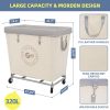 STORAGE MANIAC Laundry Cart Canvas Beige Black Medium Large-1
