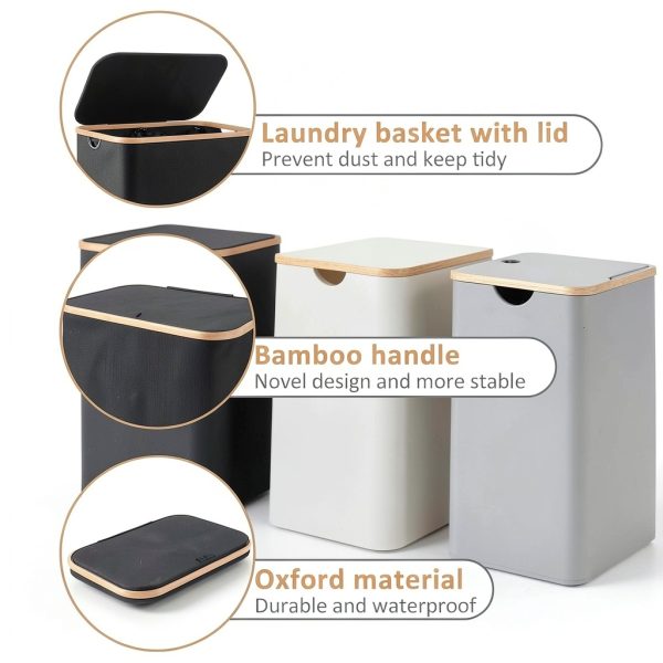 iEGrow Foldable Laundry Hamper Bamboo Handle 150L Storage-5