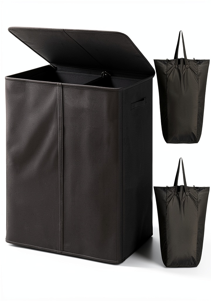 Installing WOWLIVE Laundry Hamper Oxford Fabric Removable Liner Dorm on a wooden desk