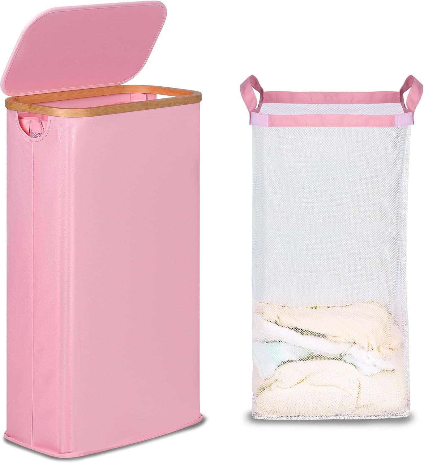 Efluky laundry hamper in a modern bathroom setting