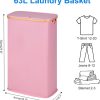 Efluky Laundry Hamper Bamboo Frame Dustproof Pink Modern-4