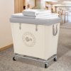 STORAGE MANIAC Laundry Cart Canvas Beige Black Medium Large-6