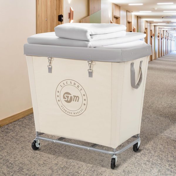 STORAGE MANIAC Laundry Cart Canvas Beige Black Medium Large-6