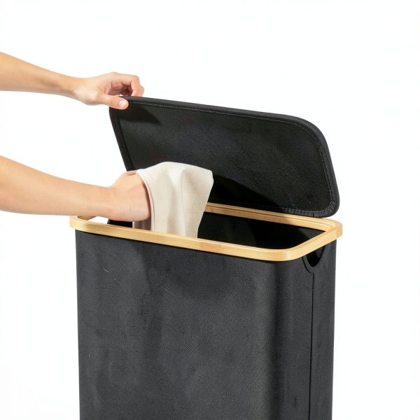 SpaceAid Laundry Hamper Bamboo Waterproof Slim Design-4