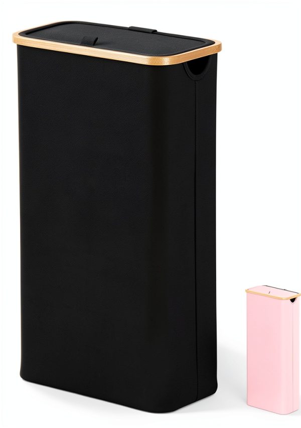 SpaceAid Laundry Hamper Bamboo Waterproof Slim Design-0