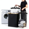 iEGrow Foldable Laundry Hamper Bamboo Handle 150L Storage-3