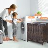 Hermina Laundry Hamper Rattan 3 Compartments Removable Liner-1