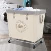 STORAGE MANIAC Laundry Cart Canvas Beige Black Medium Large-5