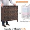 Hermina Laundry Hamper Rattan 3 Compartments Removable Liner-3