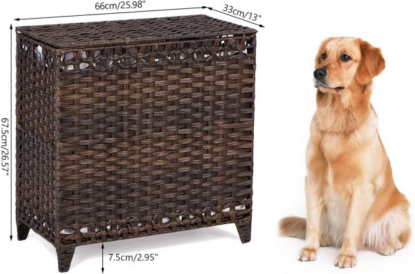Hermina Laundry Hamper Rattan 3 Compartments Removable Liner-6