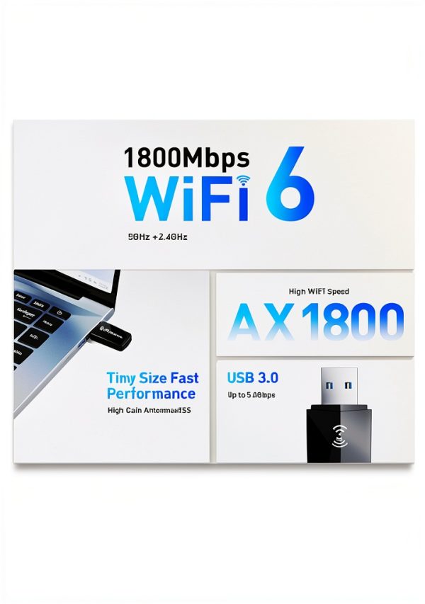 Nineplus USB WiFi Adapter 1800Mbps Dual Band Black-1
