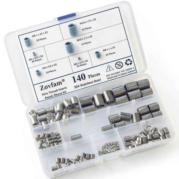 Wire Screw Sleeve Thread Repair Inserts Kit Zovfam Steel M3-M12 140pcs-2