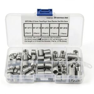 80Pcs M8x1.25 Threaded Inserts, Stainless Steel Thread Drill Repair Insert Sleeve with Storage Box-0