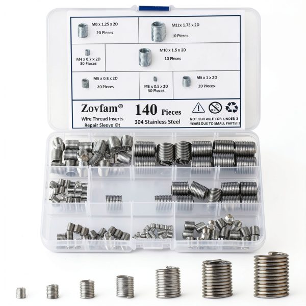 Wire Screw Sleeve Thread Repair Inserts Kit Zovfam Steel M3-M12 140pcs-0